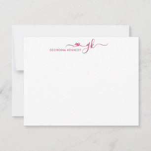 Tarjeta Pequeña Guión femenino del corazón de las niñas 2 monogram