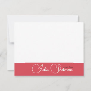 Tarjeta Pequeña Guión femenino moderno Hibiscus Rojo Minimalista
