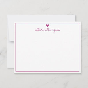Tarjeta Pequeña Guión femenino violeta de corazón violeta moderno