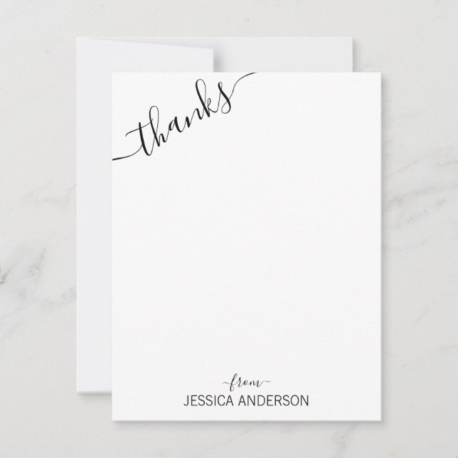 Tarjeta Pequeña Guión gris negro moderno suave gracias a (Anverso)