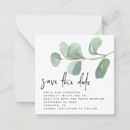 Tarjeta Pequeña Guión informal de Eucalyptus Guardar la fecha