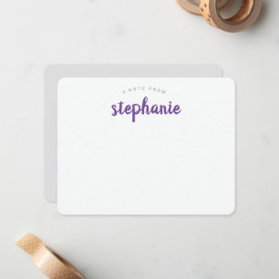 Tarjeta Pequeña Guión juguetón morado personalizado plano