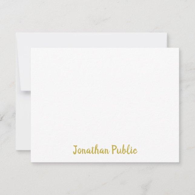 Tarjeta Pequeña Guión manuscrito color oro personalizado personali (Anverso)