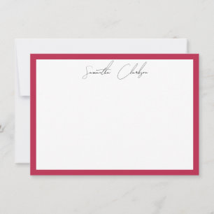 Tarjeta Pequeña Guión manuscrito magenta de borde rosa caliente