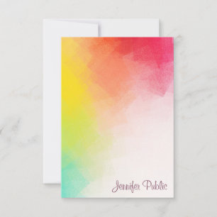Tarjeta Pequeña Guión manuscrito Monograma Color arcoiris
