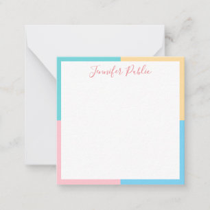 Tarjeta Pequeña Guión manuscrito verde azul rosa amarillo moderno