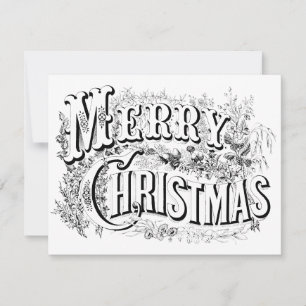 Tarjeta Pequeña Guión "Merry Christmas Color Me" decorativo vintag