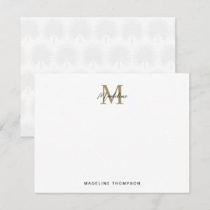 Tarjeta Pequeña Guión minimalista Anahaw de oro deja monograma