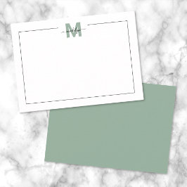 Tarjeta Pequeña Guion minimalista de verde salvia Monograma