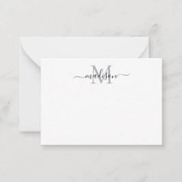 Tarjeta Pequeña Guión minimalista moderno femenino monograma gris