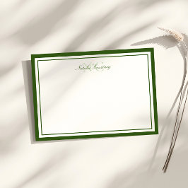 Tarjeta Pequeña Guion minimalista Musgo verde dos monograma de bor