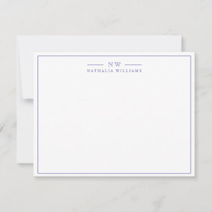 Tarjeta Pequeña Guión minimalista muy peri con monograma de borde