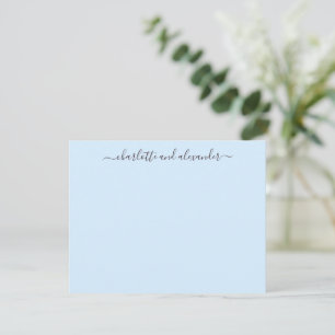 Tarjeta Pequeña Guión minimalista personalizado parejas azul suave