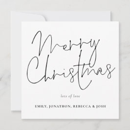 Tarjeta Pequeña Guión moderno Black White Merry Christmas