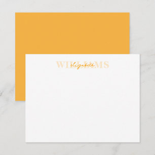 Tarjeta Pequeña Guión moderno clásico amarillo manuscrito 2 Nombre