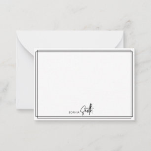 Tarjeta Pequeña Guión moderno Minimalista con bordes negros y esti