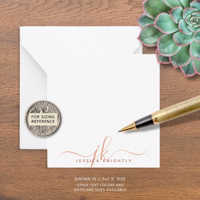 Tarjeta Pequeña Guión monograma moderno Iniciales Terracotta (Subido por el creador)