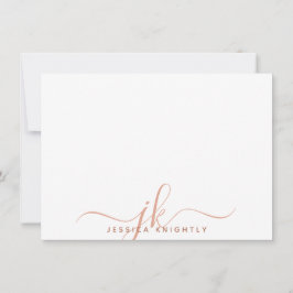 Tarjeta Pequeña Guión monograma moderno Iniciales Terracotta