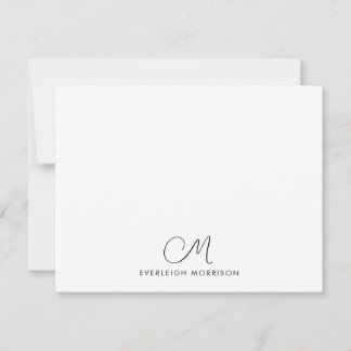 Tarjeta Pequeña Guión Monograma Moderno Stationery