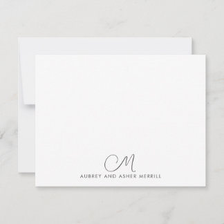 Tarjeta Pequeña Guión Monograma Moderno Stationery