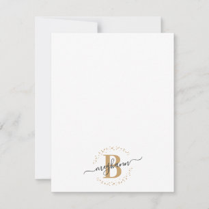 Tarjeta Pequeña Guión Monogramado de nombre dorado blanco Girly Mo