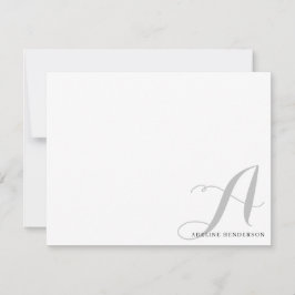 Tarjeta Pequeña Guión monogramado inicial gris negro minimalista