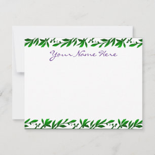 Tarjeta Pequeña Guión morado editable de hojas de oliva verde