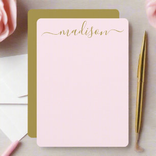 Tarjeta Pequeña Guión para tipografía rosa y dorada de Rubor limpi
