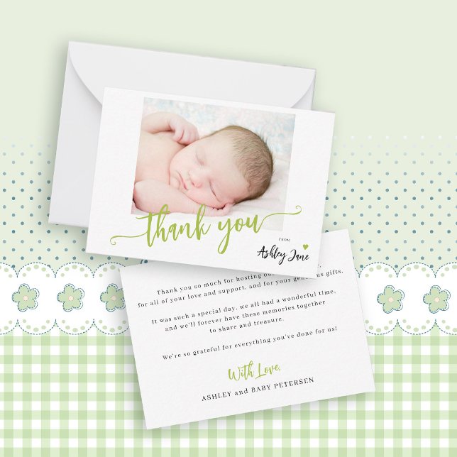 Tarjeta Pequeña Guión presupuestario foto ducha bebé gracias (Subido por el creador)