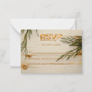 Tarjeta Pequeña Guión rustico de caligrafía de madera sobre