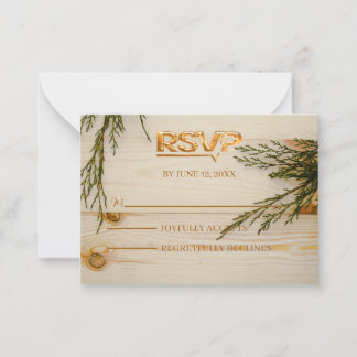 Tarjeta Pequeña Guión rustico de caligrafía de madera sobre