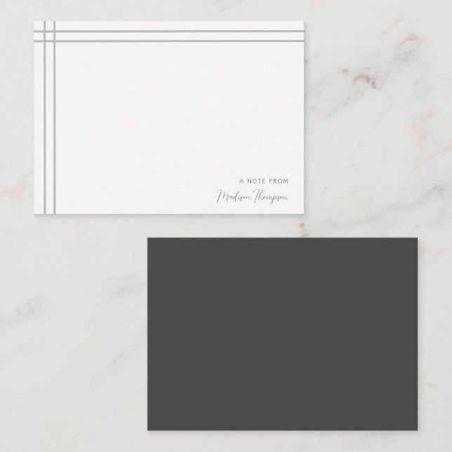 Tarjeta Pequeña Guión simple Blanco gris 2 bordes dobles laterales (Anverso / Reverso)