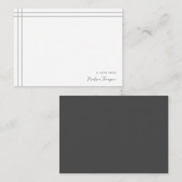 Tarjeta Pequeña Guión simple Blanco gris 2 bordes dobles laterales