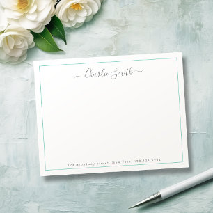Tarjeta Pequeña Guión simple borde turquesa personalizado