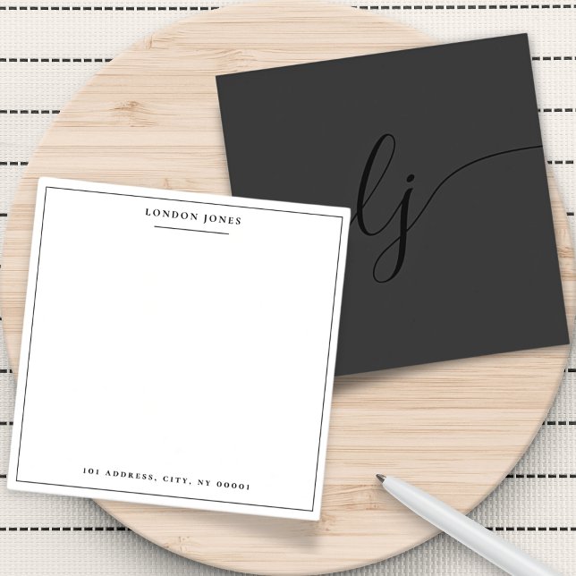 Tarjeta Pequeña Guión simple: estilo moderno negro de Stationery (Subido por el creador)