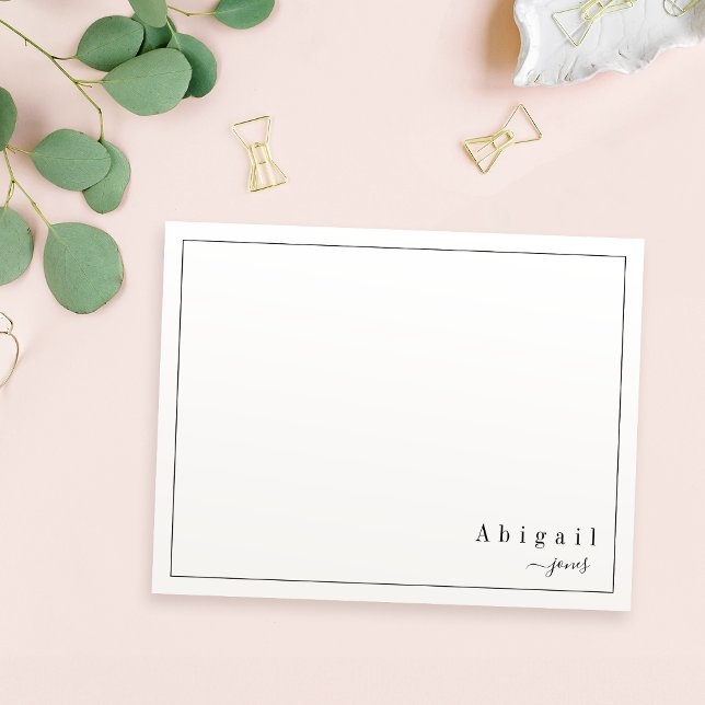 Tarjeta Pequeña Guión simple rosado estilo moderno Stationery pers (Pink Simple Script Modern personalized Stationery Note Card)