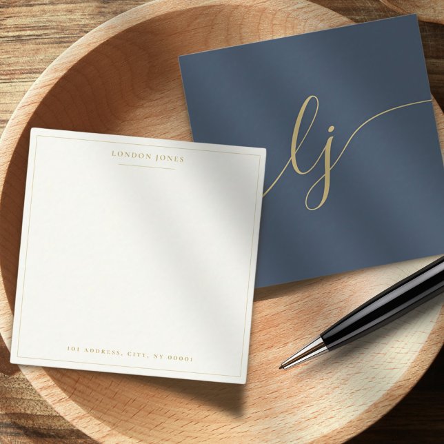 Tarjeta Pequeña Guión simple: Stationery Navy Gold personalizado (Subido por el creador)