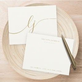 Tarjeta Pequeña Guión simple Stationery Personalizada Ivory Gold