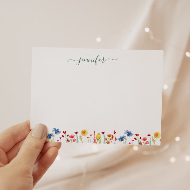 Tarjeta Pequeña Guión verde personalizado de Wildflower Meadow (Subido por el creador)