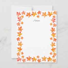 Tarjeta Pequeña Guirnalda de hojas de arce acuarela naranja amaril