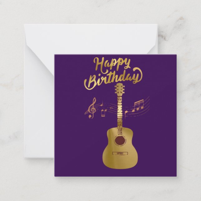 Tarjeta Pequeña Guitar Happy Birthday (Anverso)