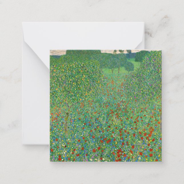 Tarjeta Pequeña Gustav Klimt - Campo de amapola (Anverso)