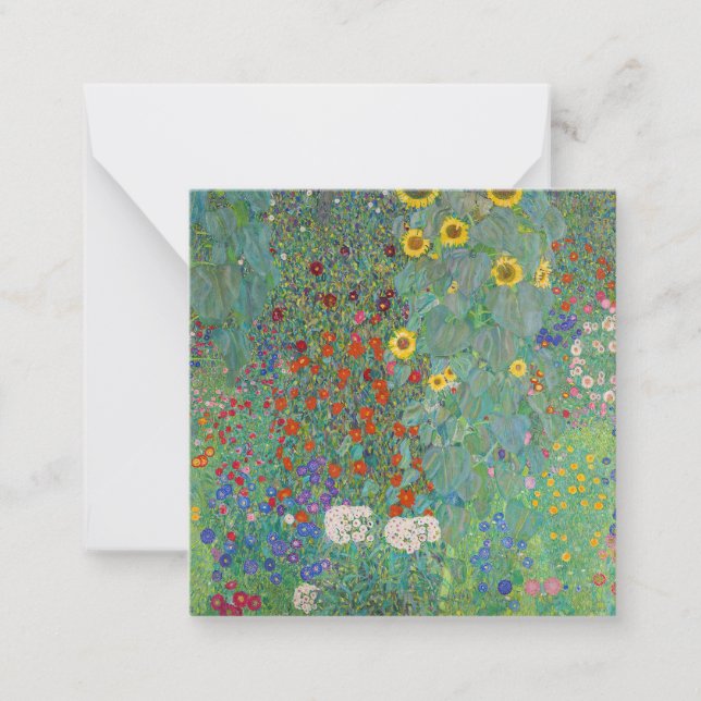 Tarjeta Pequeña Gustav Klimt - Jardín de campo con girasoles (Anverso)
