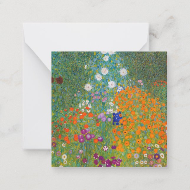 Tarjeta Pequeña Gustav Klimt - Jardín de flores (Anverso)