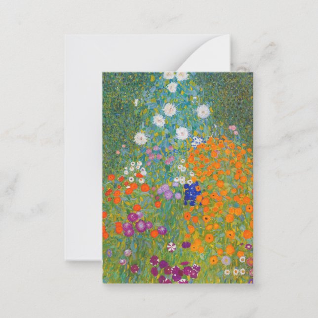 Tarjeta Pequeña Gustav Klimt - Jardín de flores (Anverso)