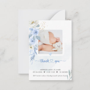 Tarjeta Pequeña H2 Dusty Blue Birings Announdence Shower Gracias