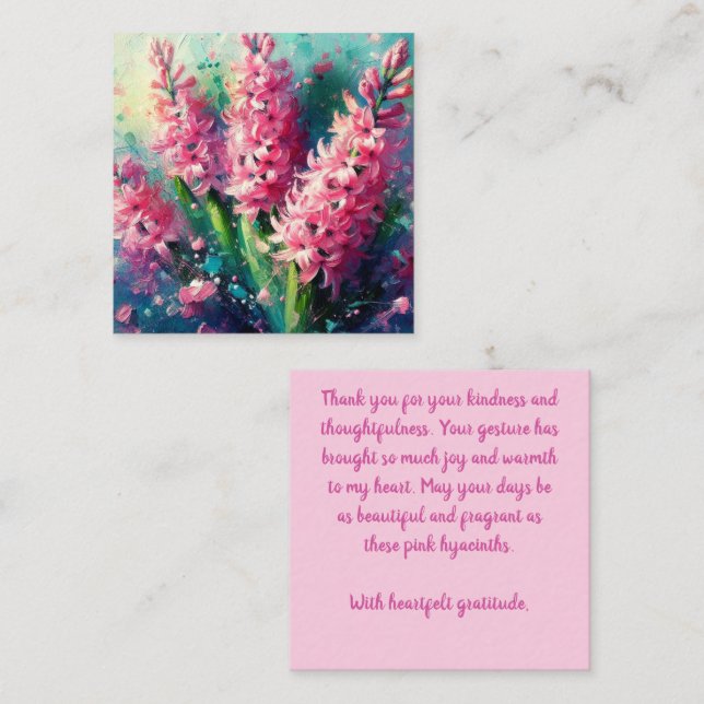 Tarjeta Pequeña Hábitos rosados Flores florales Gracias (Anverso / Reverso)