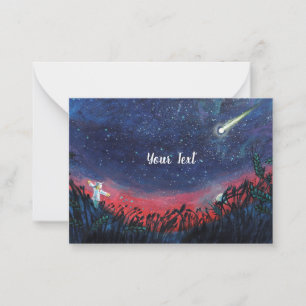 Tarjeta Pequeña Hacer un deseo en un Ilustracion de una estrella d