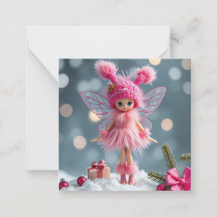 Tarjeta Pequeña Hada de Navidad rosa adorable