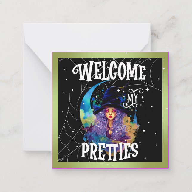 Tarjeta Pequeña Halloween de belleza femenina retro (Anverso)